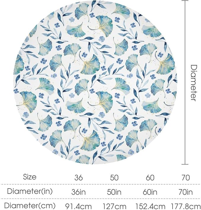 YCness Autumn Maple Leaves Tablecloth, Thanksgiving Autumn Harvest Watercolor Ginkgo Biloba Leaves Table Cover for Party Picnic Dinner Decor 60x60 Inch Round