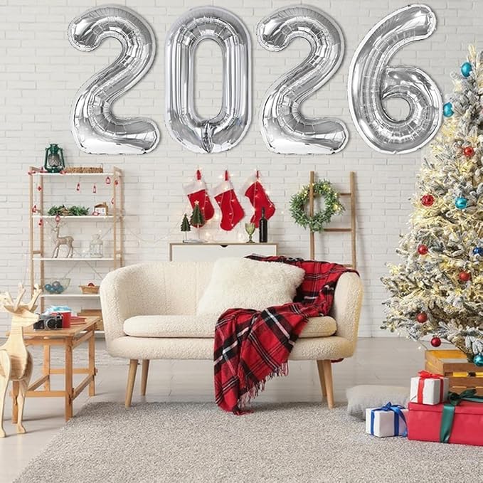 Silver Numbers Balloon, 40 Inch Balloons, Happy New Years 2026, Balloons for New Years Eve Party Supplies 2026, Graduation Decoration, 2 6 20 26 Birthday Parties