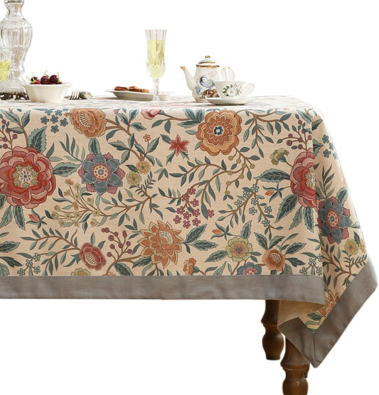 Designer Linen Small Square Tablecloth,William Morris Floral Colorful Pattern Table Cloth,Decor Table Cover for Kitchen,Dining,Thanksgiving,Party,Christmas,55"*55"-Flowershadow a
