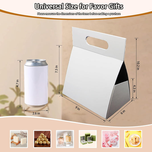 9X6X4.3inch Portable Premium Folding Gift Box with Handles - Reusable Elegant Storage Solution for Birthdays, Weddings, Corporate Events , Eco Friendly Compact Design (White)