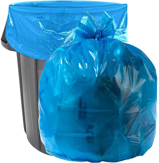 Aluf Plastics Heavy Duty 55 Gallon Blue Trash Bags - (Value 50 Pack) - 1.5 MIL equivalent Industrial Strength Plastic 35" x 55" for 50-55 Gal Cans - Fits Toter, Rubbermaid Brute, Carlislie Bronco etc.