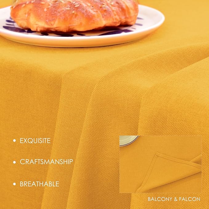 BALCONY & FALCON Table Cloth for 6 Foot Rectangle Tables – Waterproof, Wrinkle-Free Farmhouse Tablecloth for Dining, Kitchen, Wedding, Baby Shower & Holiday Gatherings (Yellow, 55" x 95")