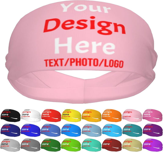 Custom Sweatbands for Men Women, Design Your Own Text Name Image Photo Personalized Sports Headbands