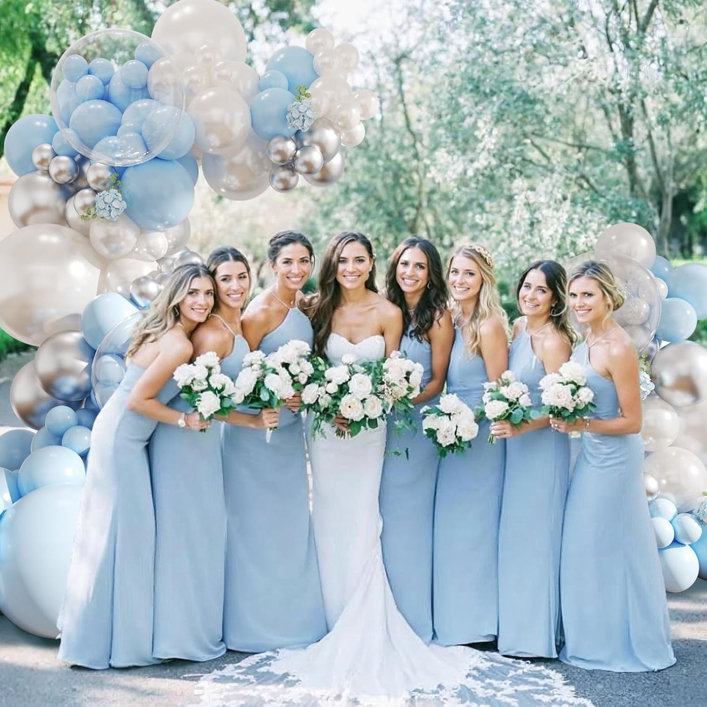 Blue and Silver Balloon Arch Kit Blue Pearl White Clear Balloon Garland Kit for Wedding Birthday Baby Shower Gender Reveal Bridal Engagements Decorations