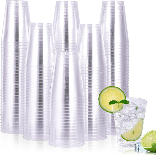 JOLLY CHEF 300 Pack 7 oz Clear Plastic Cups Disposable Cups,7 Ounce Disposable Wine Cups Ideal for Party, Whiskey, Wine Tasting, Perfect for Halloween Christmas
