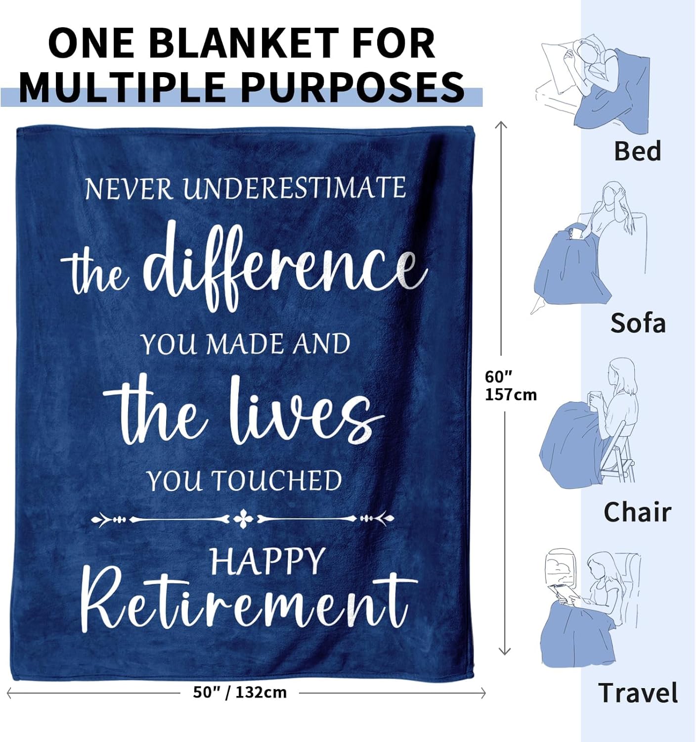 Retirement Gifts for Men 2025 - Soft Flannel Men Retiremet Blanket 50 x 60 inches - Best Retired Gifts Ideas for Teacher Nurse Friend Coworker Grandpa Grandma Dad Mom