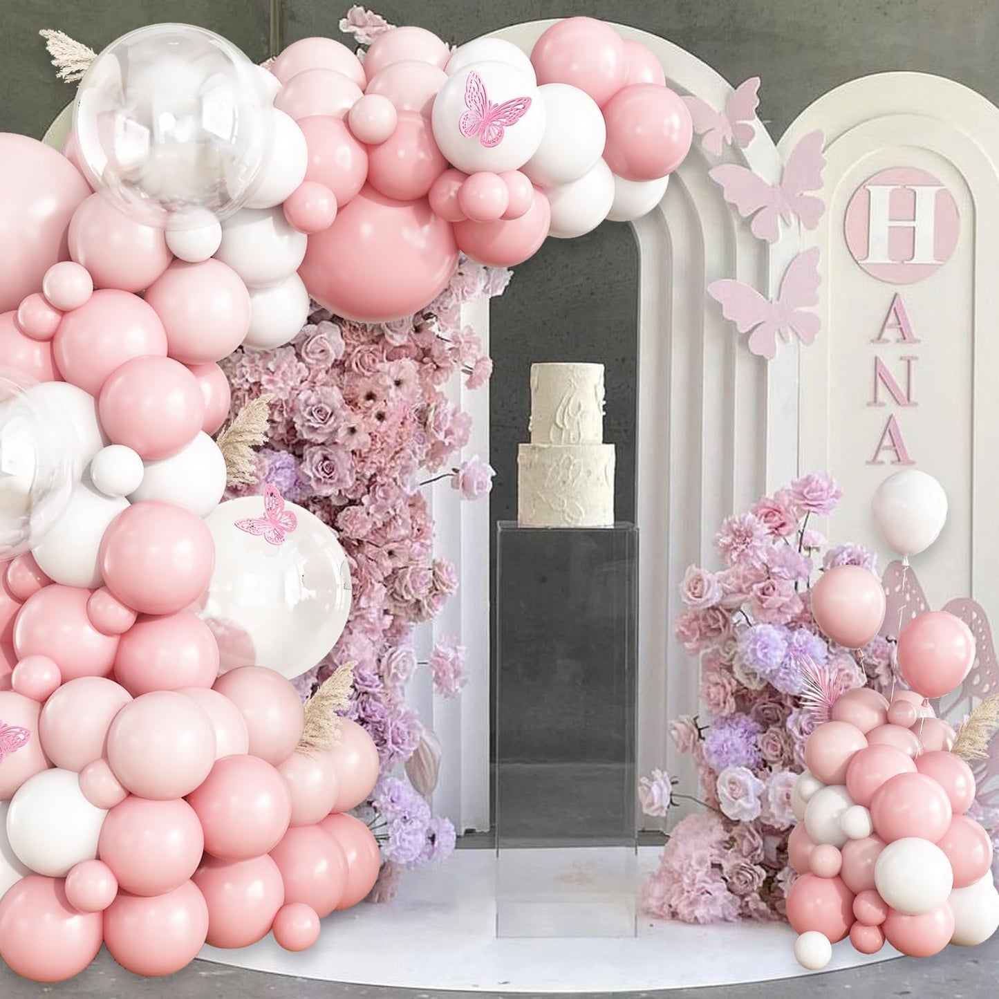 Pink and White Balloon Garland Arch Kit, 148Pcs Light Dusty Pink and White Clear Balloons for Baby Shower Wedding Bridal Shower Gender Reveal Birthday Party Decorations