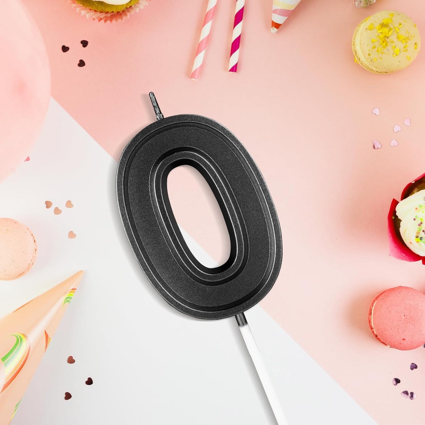 BEAN LIEVE Black Birthday Candles Number 0, Black Number Candles, Cake Number Candles for Birthday Parties and Wedding Anniversary Celebrations