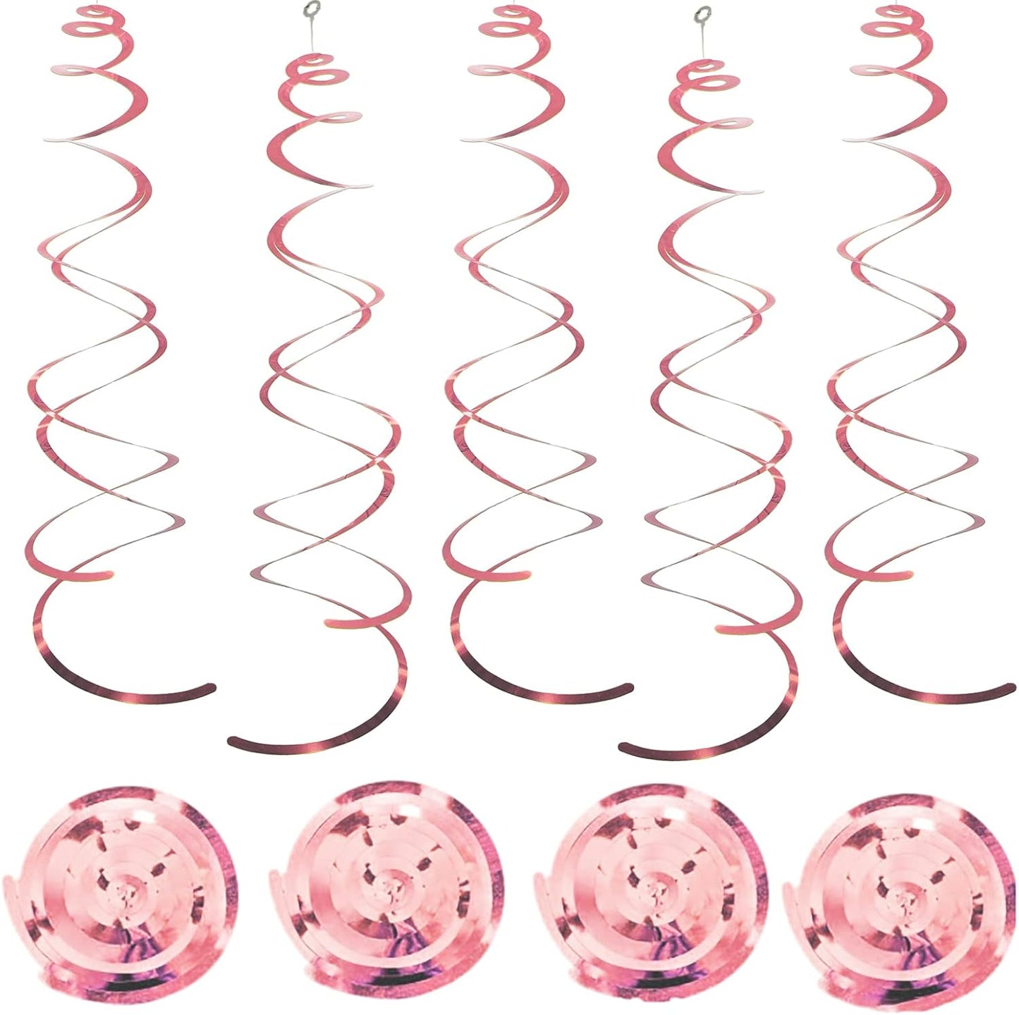 30 Pcs Rose Gold Hanging Swirl Party Decorations,Sparkle Birthday Ceiling Decorations,Streamers for Wedding Party Anniversary Graduation Christmas (Rose Gold)