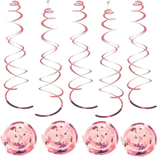 30 Pcs Rose Gold Hanging Swirl Party Decorations,Sparkle Birthday Ceiling Decorations,Streamers for Wedding Party Anniversary Graduation Christmas (Rose Gold)