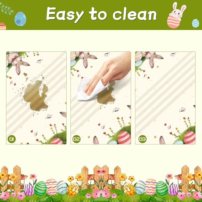 Childom 3 Pack Easter Decorations Easter Tablecloths Disposable Plastic Tablecloths 54"x108" Bunny Table Cloths Rectangle Tables for Party Supplies,Holiday Table Covers for Home Dinner Outdoor Picnic