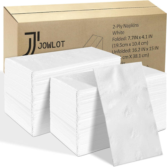 Disposable Napkins, 2-Ply 600 Count Paper Dinner Napkins, White Napkins Bulk for Wedding Party Bathroom and Everyday Use (16.2" X 15")