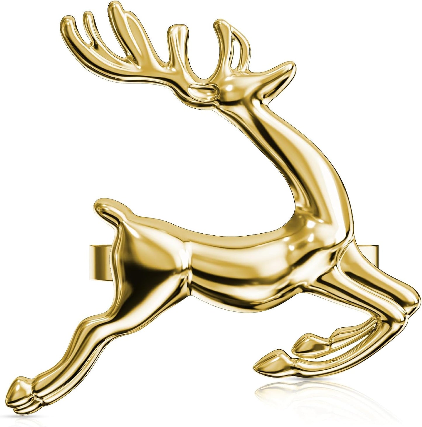 ZeeDix Gold Reindeer Christmas Napkin Rings Set of 6, Napkin Holder Ring for Christmas Dinner Table Decor Cloth Napkins, Wedding Receptions, Holiday Party, Banquet and Home Kitchen