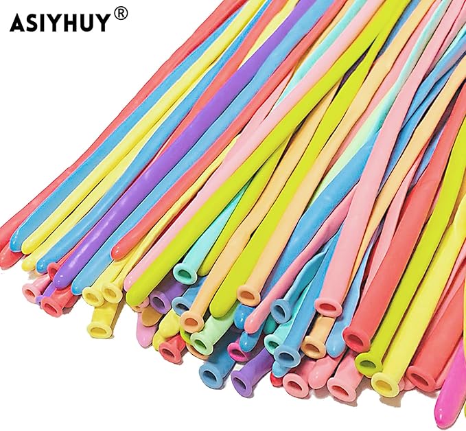 Pastel 260 long balloons 100 Pack Twisting Animal Balloons Assorted Color Thick Latex Modeling Long Magic Balloons for Animal Shape Birthday Weddings Kids' Party Decoration (pastel long balloon)
