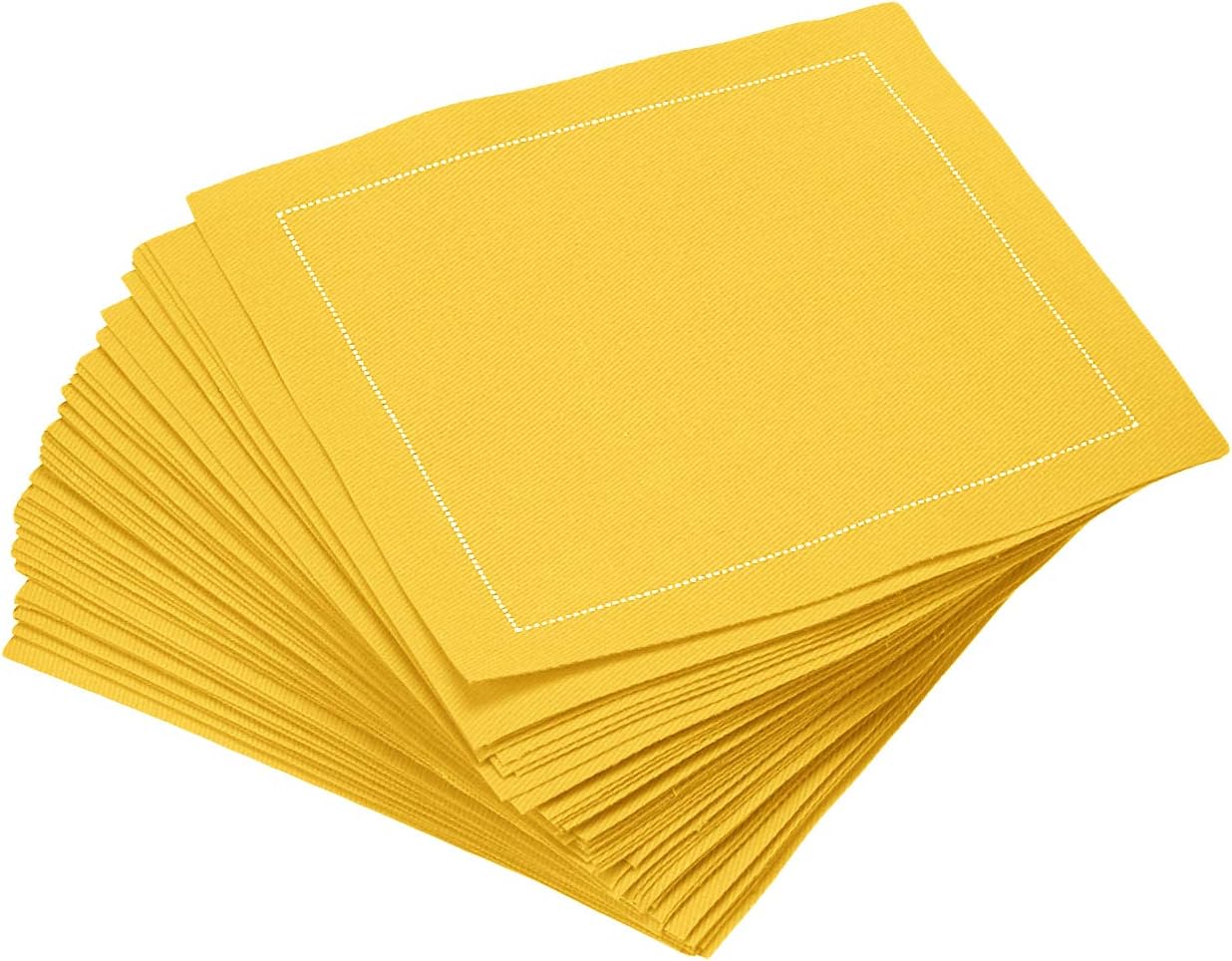 Five Star Cocktail Napkins, 50 Luxury Cotton Disposable Cocktail Party Napkins, 4.5" x 4.5" for Home Bars, Game Nights, Beverages, Birthdays, Weddings & Holidays, Citron