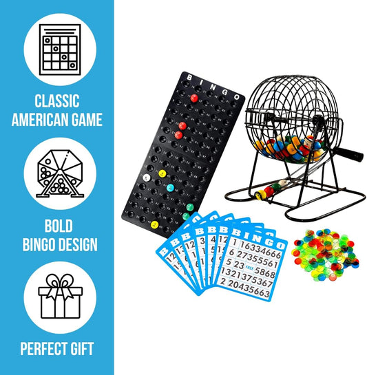 Regal Games Deluxe Bingo Game Set with Cage, Board, Balls, 18 Cards, and Chips
