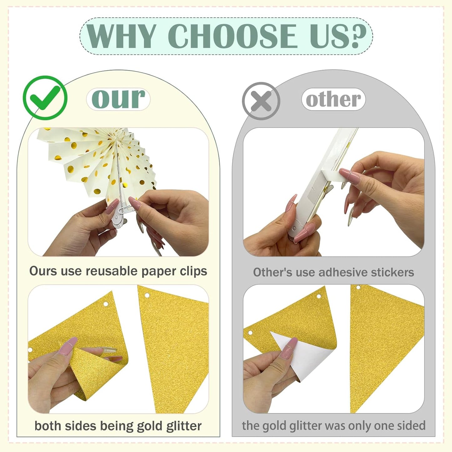 17Pcs Sage Green Party Decorations, Sage Green Gold Cream Paper Lanterns Paper Fans for Baby Shower Birthday Wedding Engagement Bridal Shower Party Decorations