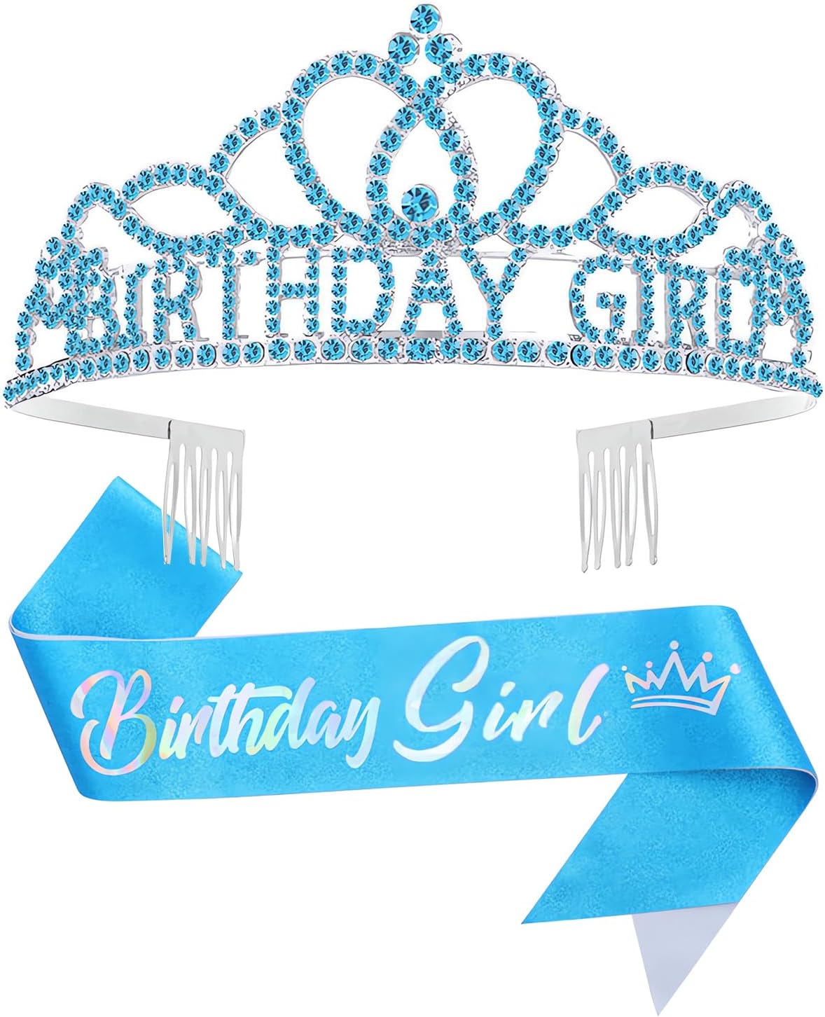 Birtthday Tiara Crown with Sash for Women Birthday Queen Party