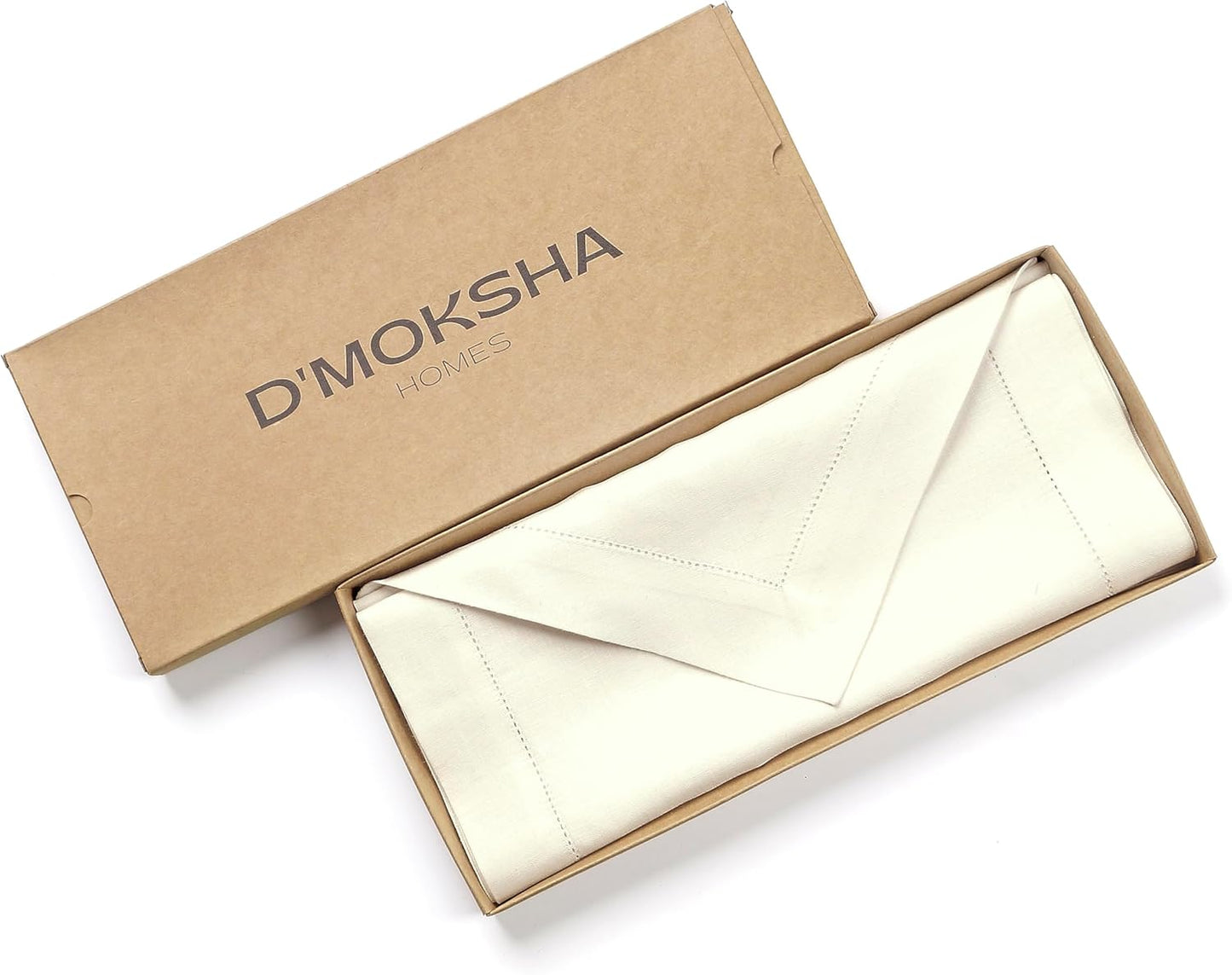D'Moksha Homes Ivory Linen Table Runner 90 Inches Long - 100% Pure Linen Diamond Table Runner 14 x 90 Inch for Dining, Fall and Halloween - Machine Washable