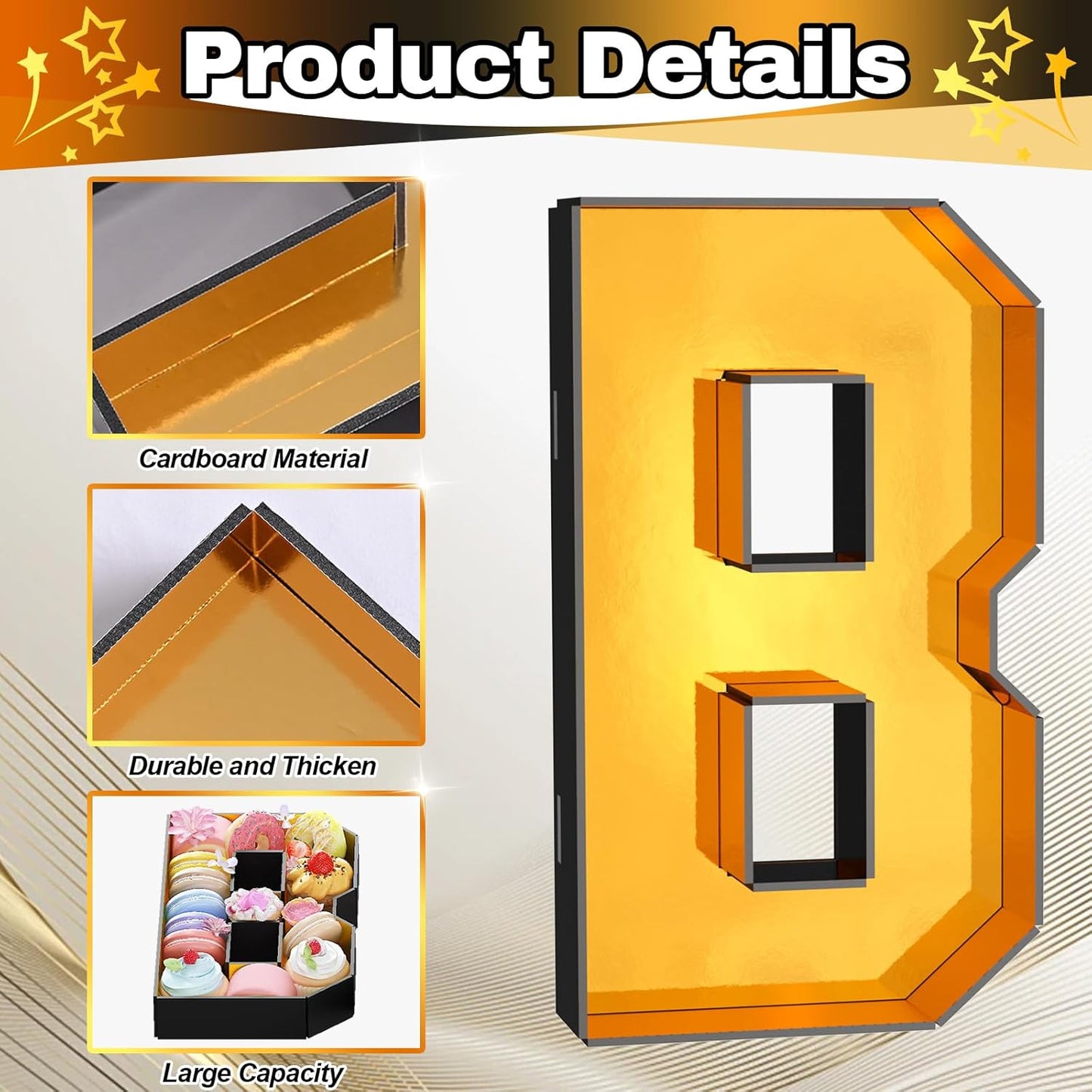 Baby Charcuterie Board Letters Fillable, Baby Cardboard Letters for Charcuterie, Gold Baby Letters for Baby Shower Gender Reveal Birthday Decoration, Baby Letter Tray for Food Chocolate Cupcake Candy