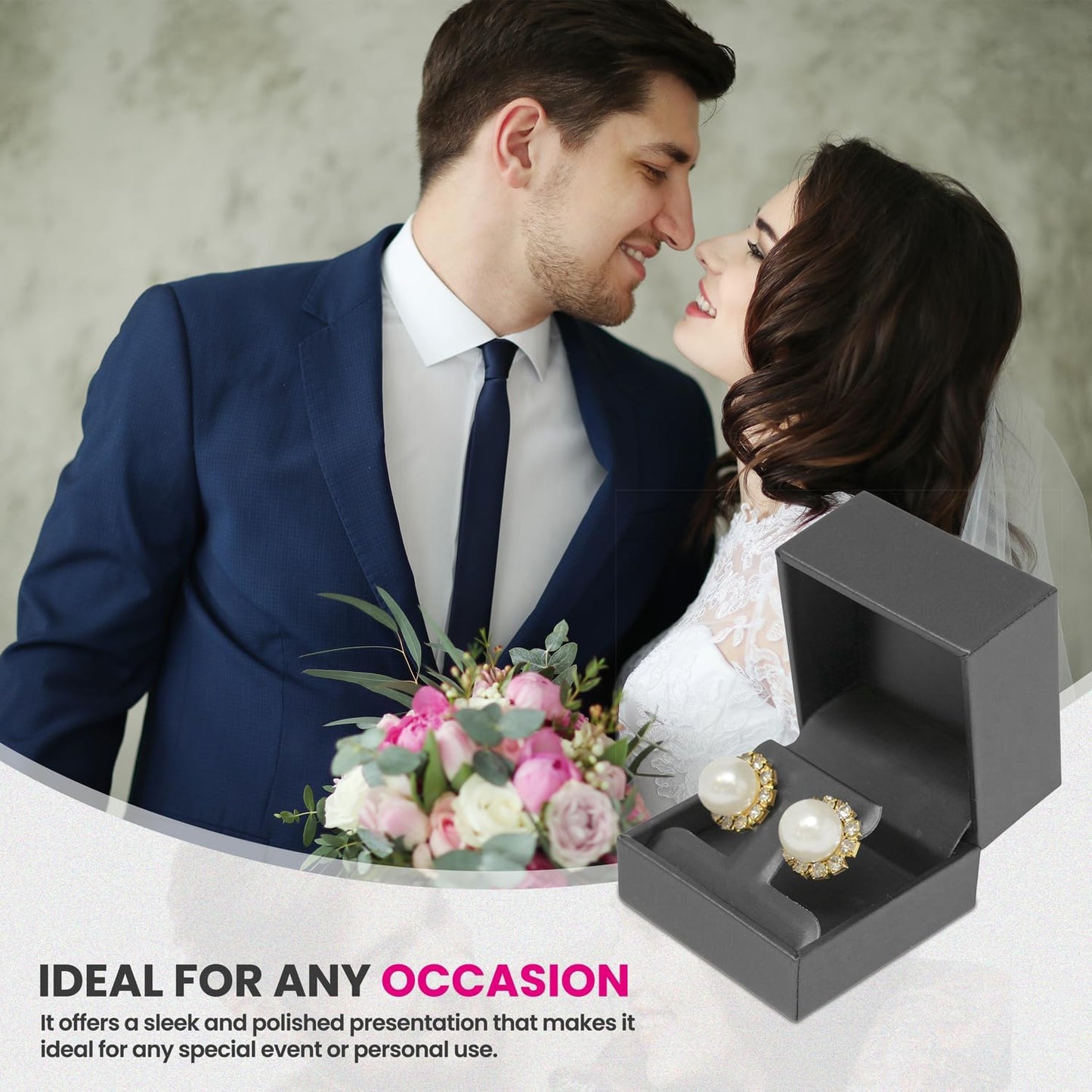 Novel Box Earring Tree Silver Jewelry Box 2.37x2.37x1.87 Inches - Earrings Gift Box for Proposal Wedding Engagement - Faux Leatherette Jewelry Display Box - Gift Presentation Boxes for Earrings