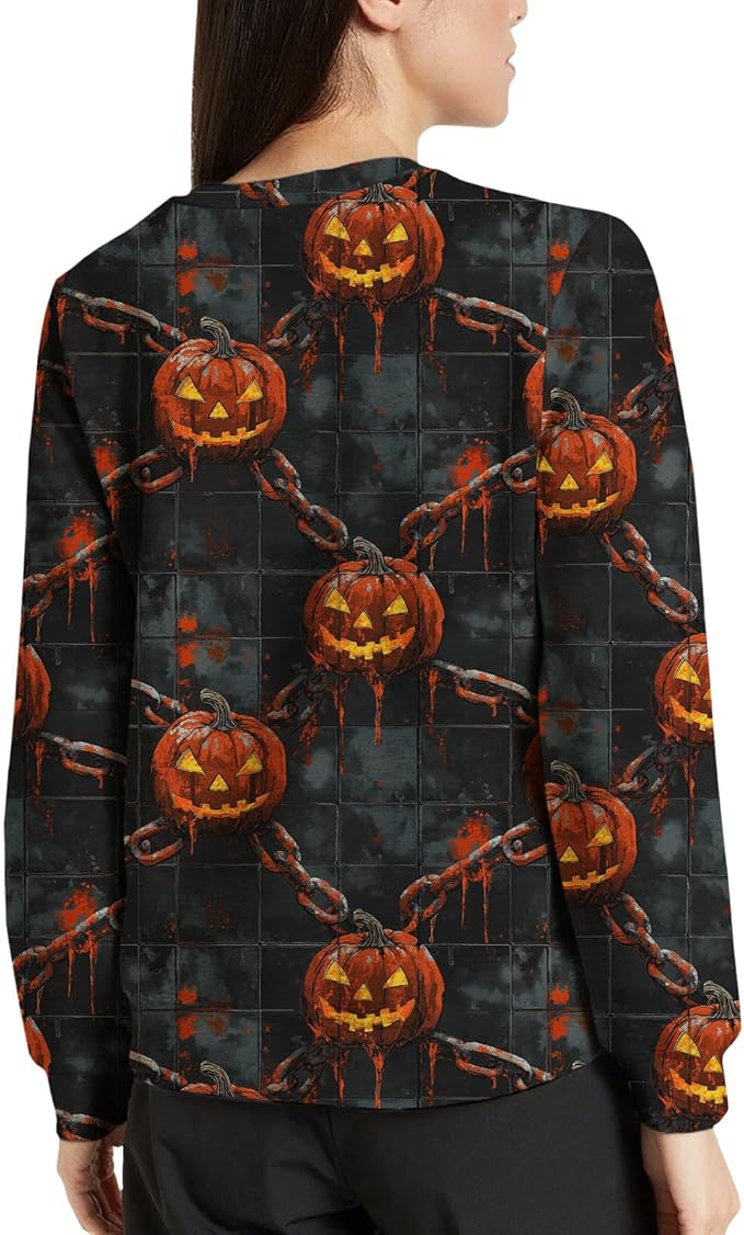 LIZALIG Pullover Cute Sweatshirt Orange Skeleton Fall Festive FunWomens Design Bat Holiday Party Outings Pumpkin Print