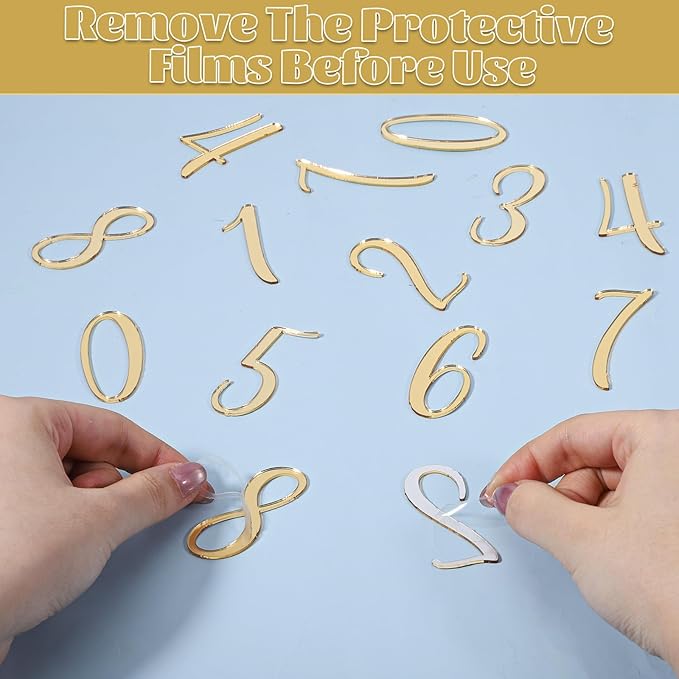 20Pcs Gold Acrylic Cake Toppers, 0-9 Numbers for Cakes, 2 inch Small Personalized Birthday Cake Topper for DIY, Party, Wedding, Desert