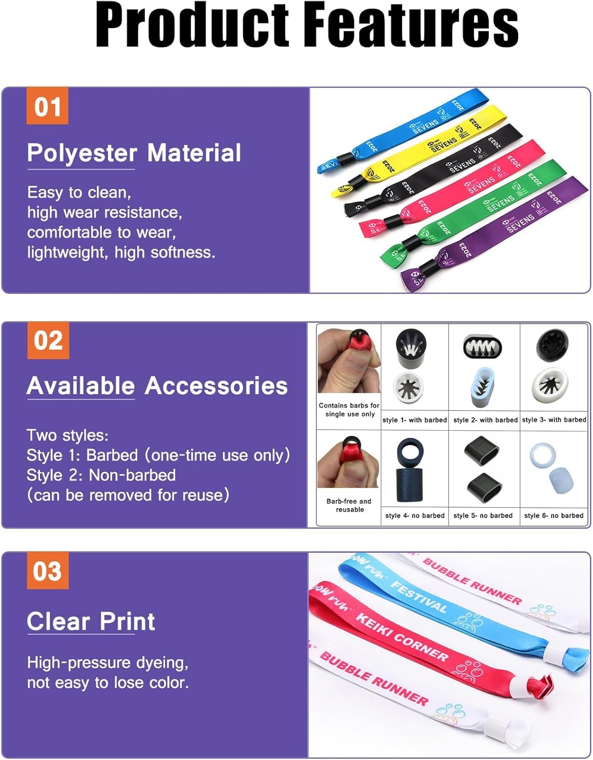 Custom Cloth Wristbands Personalized Wrist Bands 30/100/1000 Pcs Bulk with Text Logo, Colored Wristbands Events for Wedding, Lightweight Concert, Club Entrance Wrist Strap Party
