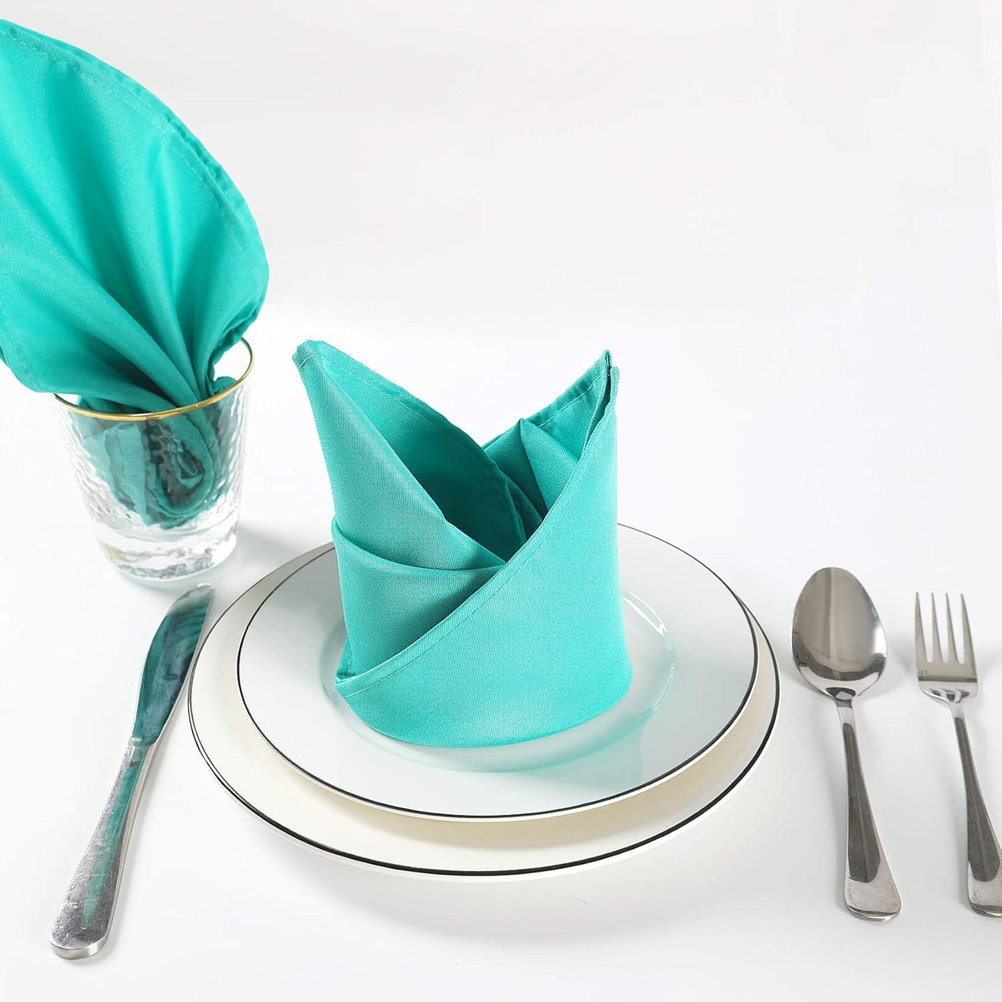 Cloth Napkins 20x20 inch Washable Polyester Dinner Napkins Soft Table Napkins for Wedding Party Dining Banquet(Turquoise,25PCS)