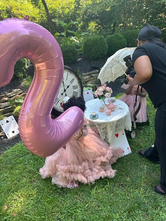 2 Numbers Balloon 40 Inch Pink Two Balloon Number Birthday Decor, 2nd 12 21st Party Celebration Decorations Graduations Wedding Baby Shower