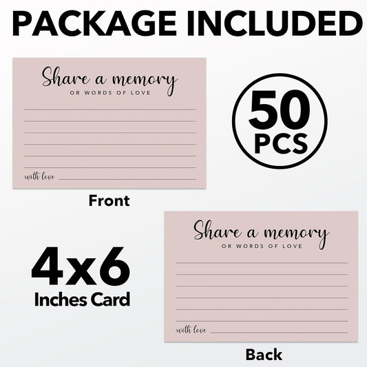 Share a Memory Cards for Celebration of Life, Graduation, Retirement, Birthdays, Guest Book Ideas, Funeral Sign In Book For Memorial Service, 4x6 Inches Set of 50 Pcs(Gray Pink) -A11