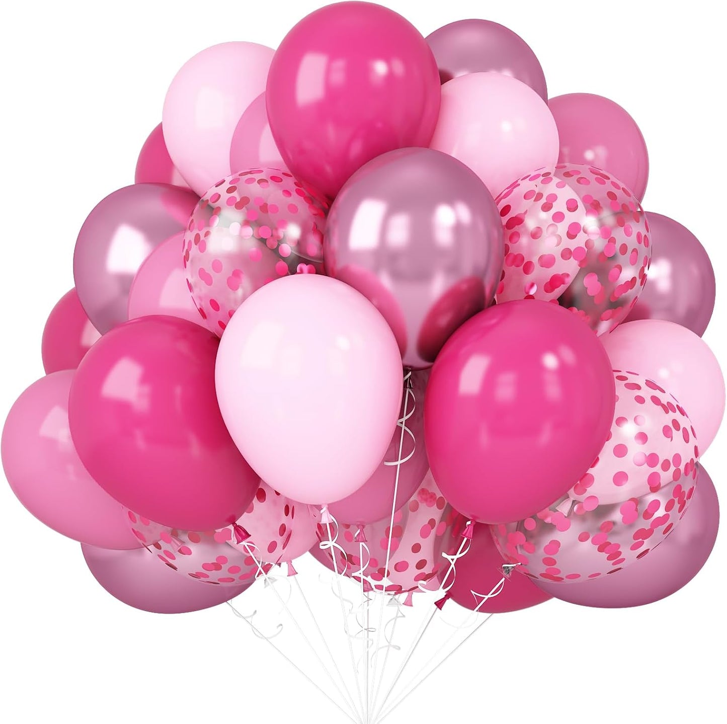 Pink Balloons Hot Pink Balloons Metallic Light Pink Balloons 50pcs 12inch Pastel Pink Helium Latex Balloons Pink Confetti Chrome Pink Balloon Princess Birthday Party Decorations Bride Wedding