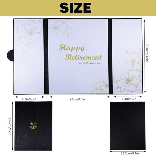 Large Retirement Card for Men Women, Black Gold Retirement Party Decorations, Happy Farewell Guest Book Alternative, Jumbo Greeting Card Retirements Gifts Signature Board Book for Party Supplies