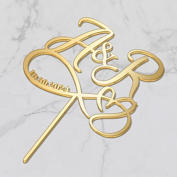 Custom Initials and Date Wedding Cake Topper Personalized Wedding Cake Decoration Heart Infinity in Acrylic