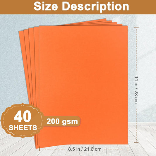 40 Sheets Orange Cardstock 8.5 x 11 for Halloween, 75lb Premium Pumpkin Paper Card Stock for DIY Cards Making, Certificates, Invitations, Scrapbooking, Party Decorations