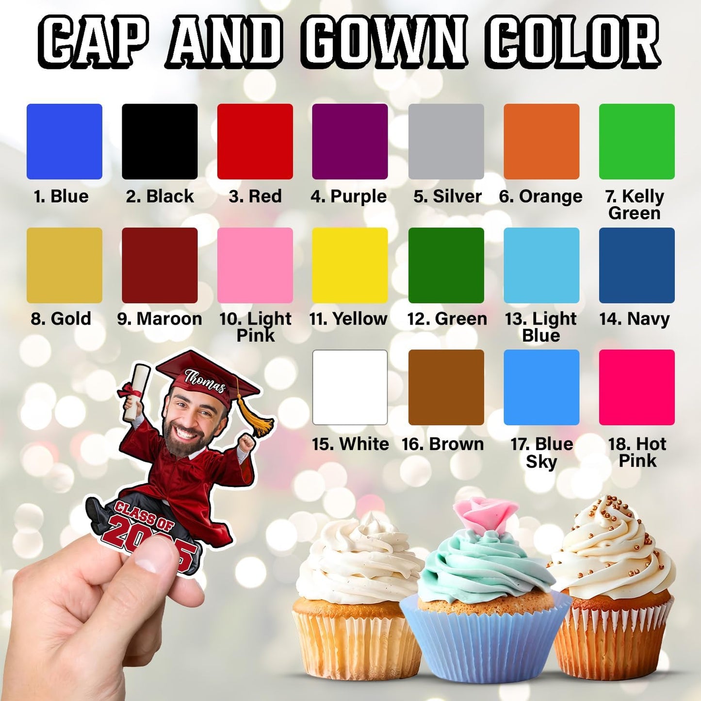 Graduation Cupcake Toppers 2025 - Custom Prom Cupcake Toppers 2025, Personalized Graduation Cake Topper, High School Senior Year College Grad Congratulations Gifts
