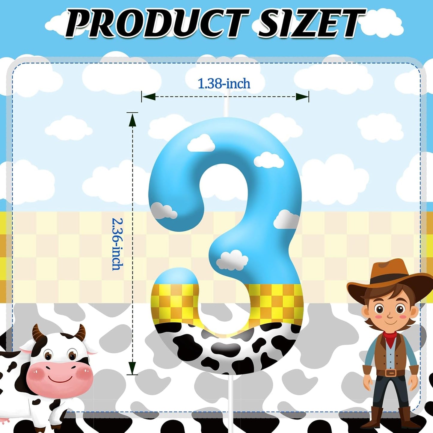 Toy Inspire Game Story Birthday Candles for Kids -Toy Themed Cake Topper Decorations,Party Supplies for Children's Birthday Celebrations(Number 3)