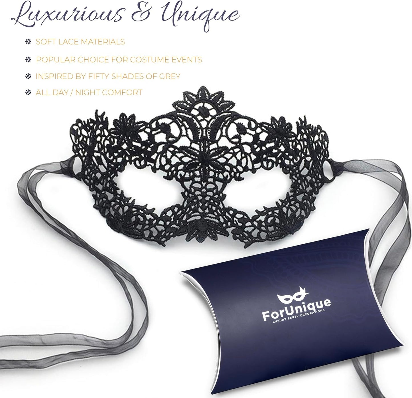 Masquerade Mask for Couples Women and Men - 3 Pack Venetian Gold and Black Lace, Mardi Gras Mask