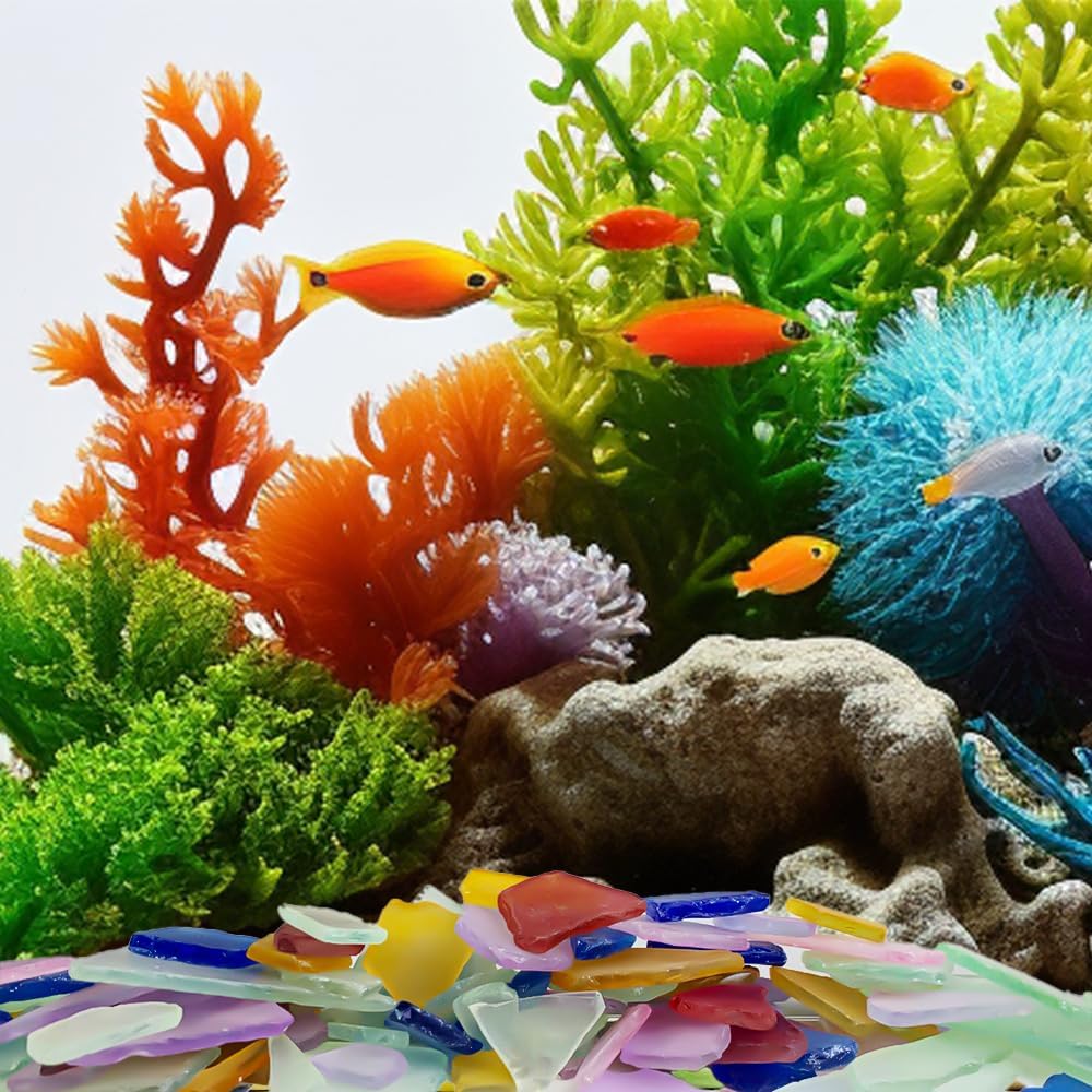 HappyFiller 15 OZ Multi Colored Sea Glass Bulk Frosted Seaglass Pieces for DIY Crafts, Beach Theme Party Nautical Wedding Decorations,Aquarium Vase Fillers,Mosaic Art,Coastal Home Decor,0.5-1.5 inch