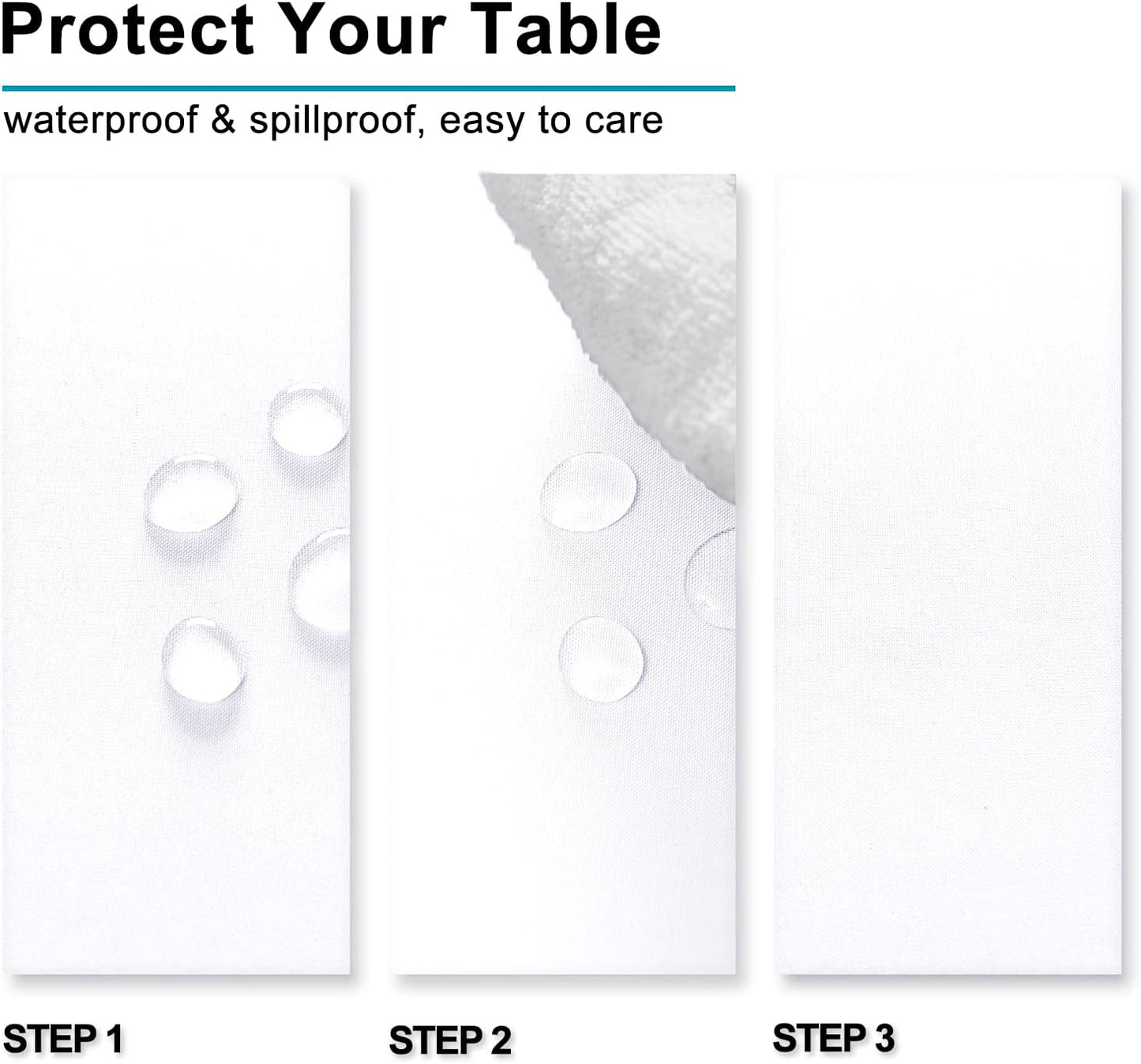 Hiasan White Rectangle Tablecloth - Waterproof Washable Polyester Fabric Table Cloth for Buffect Dining Birthday Party Wedding, 70 x 108 Inch