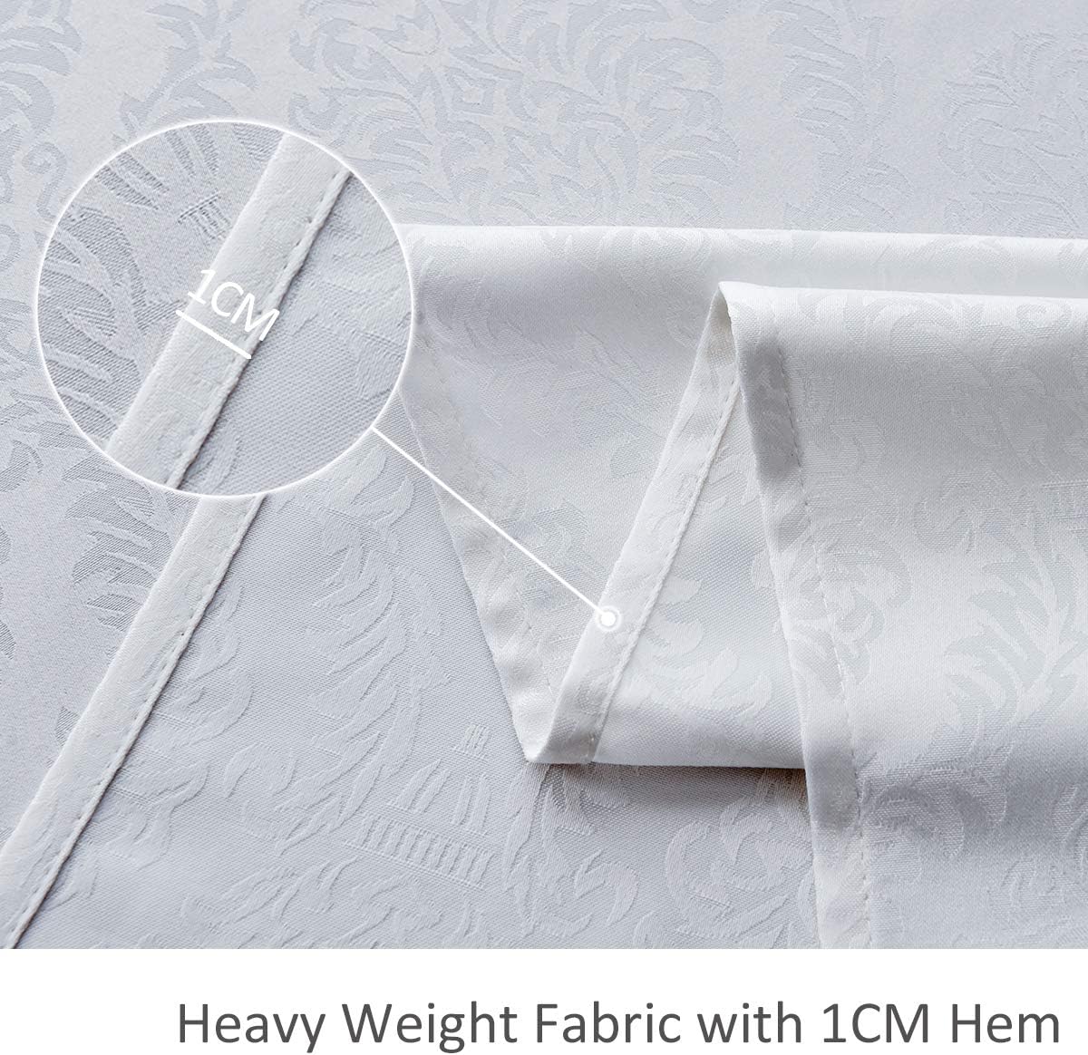 maxmill Jacquard Table Cloth Damask Pattern Spillproof Wrinkle Resistant Heavy Weight Soft Tablecloth for Kitchen Dinning Tabletop Outdoor Picnic Rectangle 52 x 70 Inch White