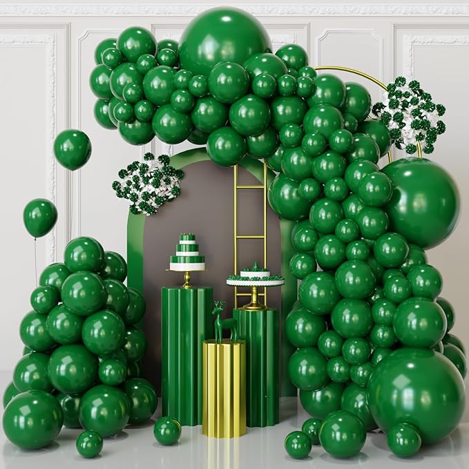 Dark Green Balloons Garland Arch Kit,130pcs Green Latex Balloons,Different Sizes Dark Green Balloons Garland for Christmas,Festival,Picnic,Anniversary,Birthday,Green Theme Decoration