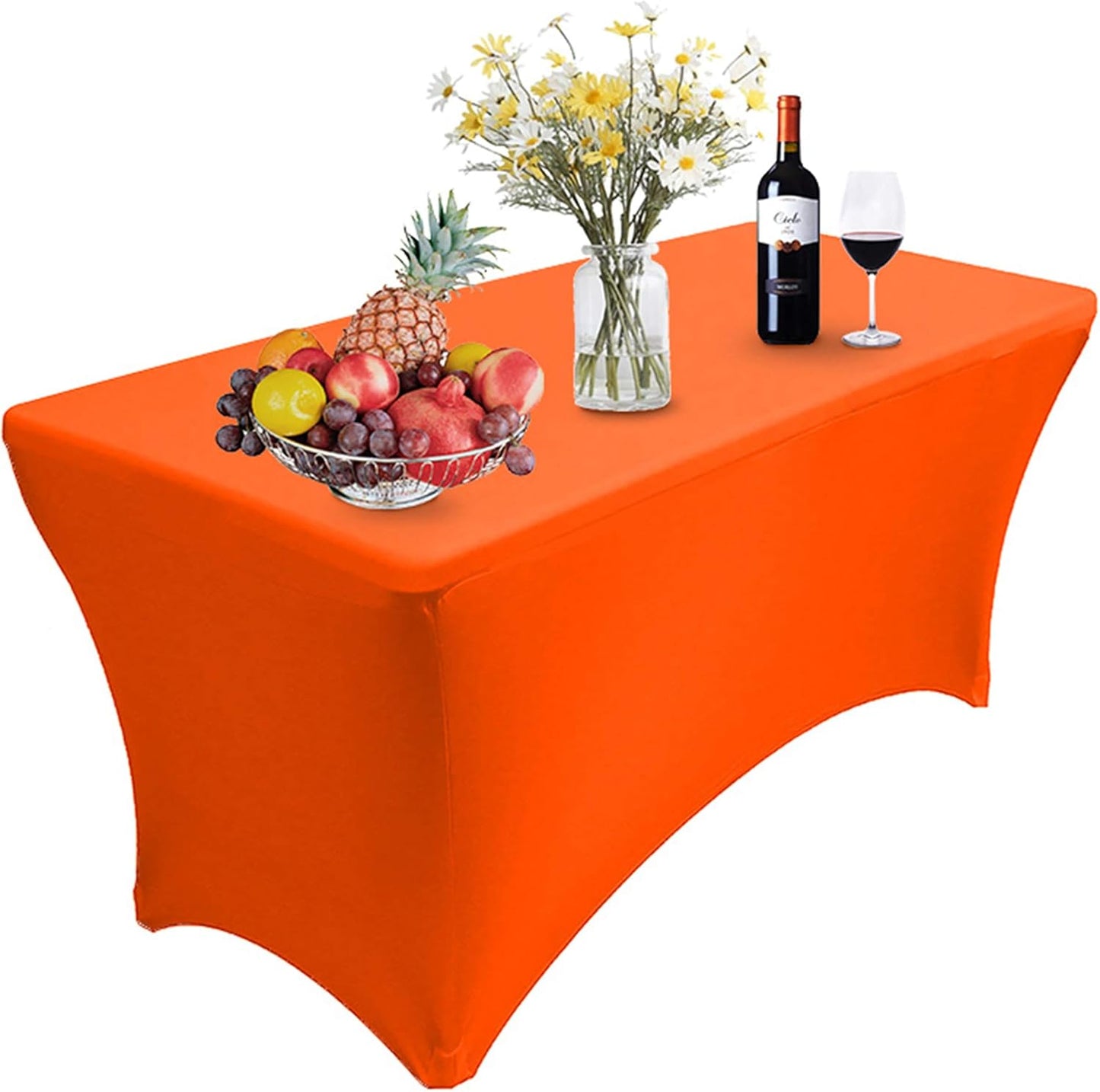 RELIANCER 1 Pack Stretch Spandex Table Covers for Rectangular Tables,6FT Elastic Fitted Tablecloth,Universal Rectangular Table Cloth Protector for Outdoor Party,Wedding,Bar,Birthday,Banquet,Events