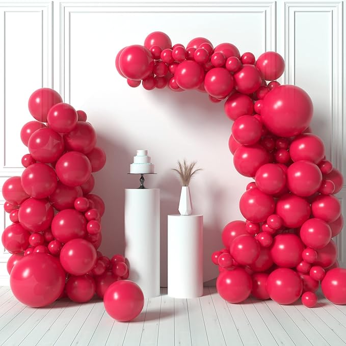 HOUSE OF PARTY Hot Pink Balloons Garland for Valentine's Day - 5/12/18 Inch | Balloons for Graduation Party, Wedding, Anniversary and Easter Decorations