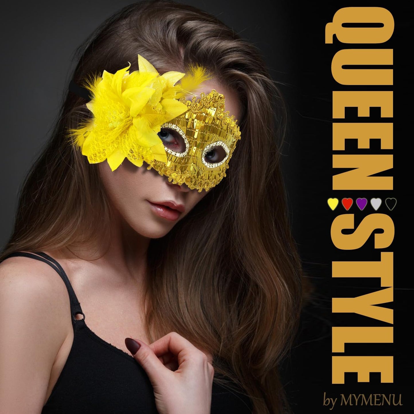 MYMENU Masquerade Mask for Women Couple Masquerade Mask for Men Shiny Venetian Mask Halloween Mask for Party Prom