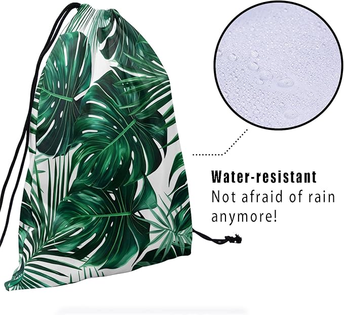 Nerxy Leaf Grip Bags for Gymnastics Tropical Leaves Grip Bag Botanical Drawstring Storage Bags