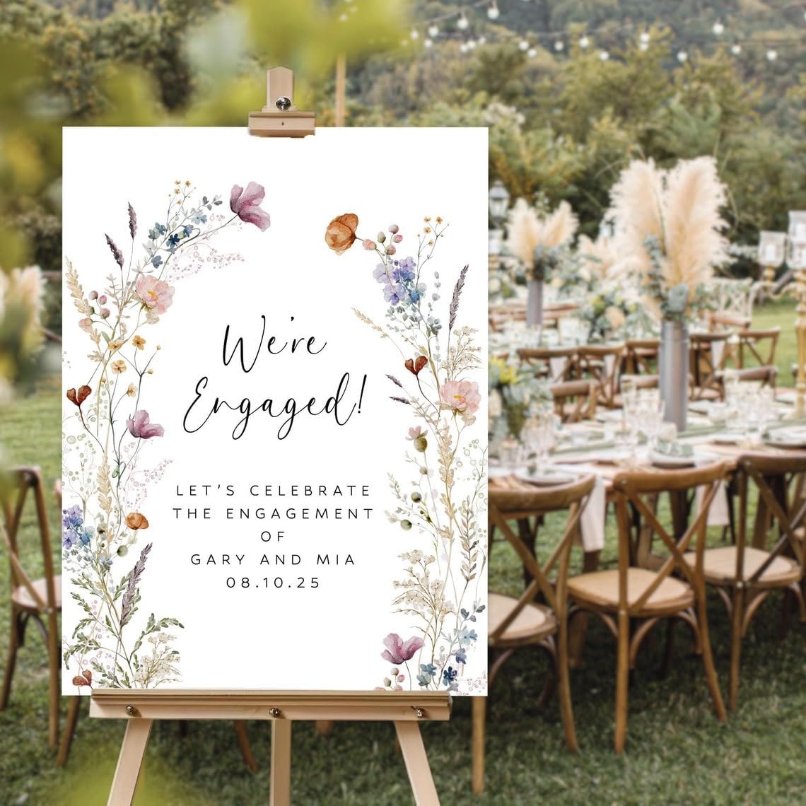 Engagement Party Welcome Sign Floral Wild Flowers