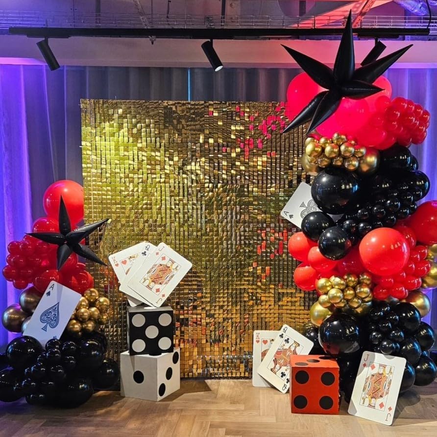 Red Black and Gold Balloons, 60Pcs 12 Inch Red and Black Gold Party Balloons Casino Theme Party Decoration for Graduation New Year Casino Movies Night Festival Birthday Party Decorations