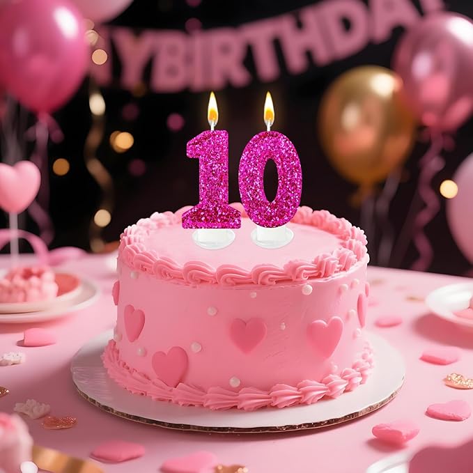 Zailo Birthday Number Candles, Glitter Number Candle Cake Decorations with Sequins, Cupcake Decorations for Girls, Women, Party Anniversary Celebrations (Number 1, Bright red)