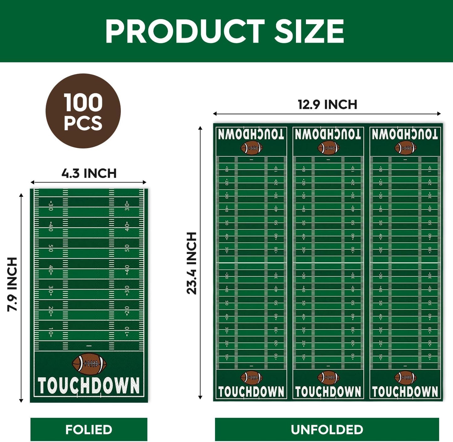 Horaldaily 100 Super Bowl Disposable Paper Decorative Guest Napkins, Football Touchdown and Game Day Themed for Party Lunch Dinner Kitchen Bathroom